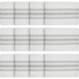 Antique White Stripe Farmhouse 13"x19" Placemat Set of 6 Grey Recycled Plastic (PET) Striped Water-Resistant Rect Kitchen Table Decor, 12 Pack