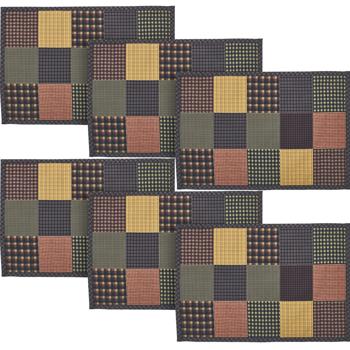 Heritage Farms Quilted Placemat Set of 2 13x19, 3 Pack 6 Pack