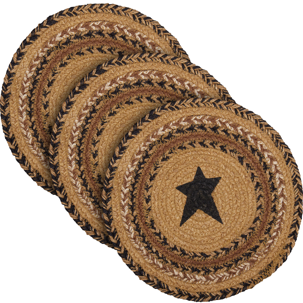 Kettle Grove Jute Trivet Stencil Star 8, Set of 3
