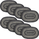 Sawyer Mill Black White Jute Oval Placemat 10x15, 8 Pack 8 Pack