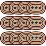 Potomac Star Textured Jute Primitive Tabletop Kitchen Stenciled Oval Placemat Set of 6, 12" x 18", Natural Tan, 12 Pack