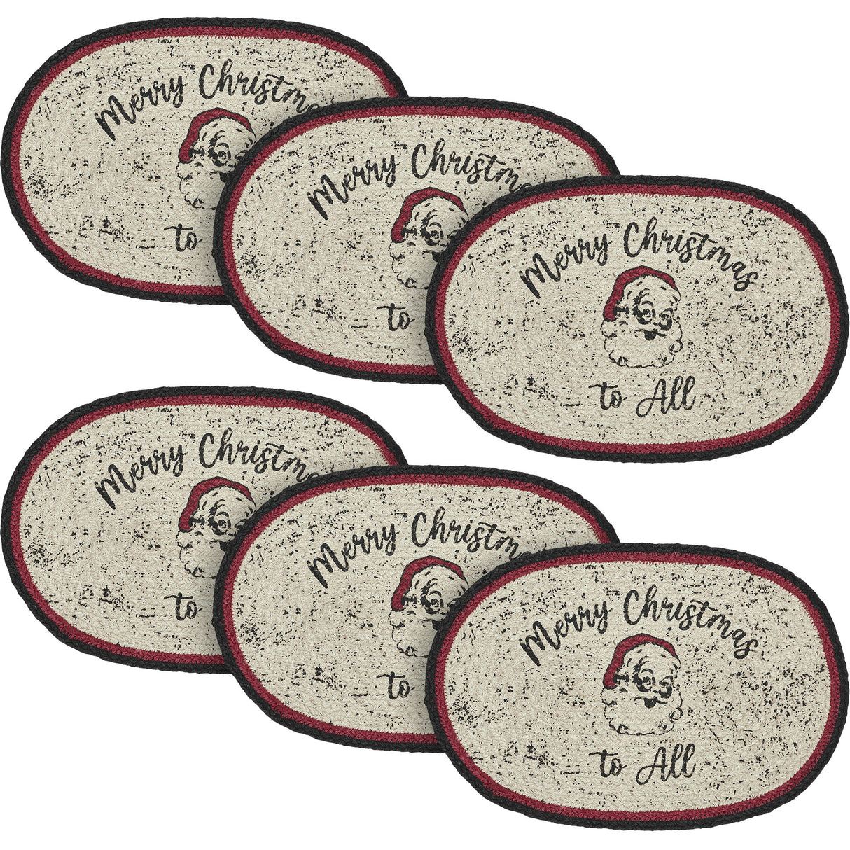 Jolly Ole Santa Jute Oval Placemat 10x15, 6 Pack 6 Pack
