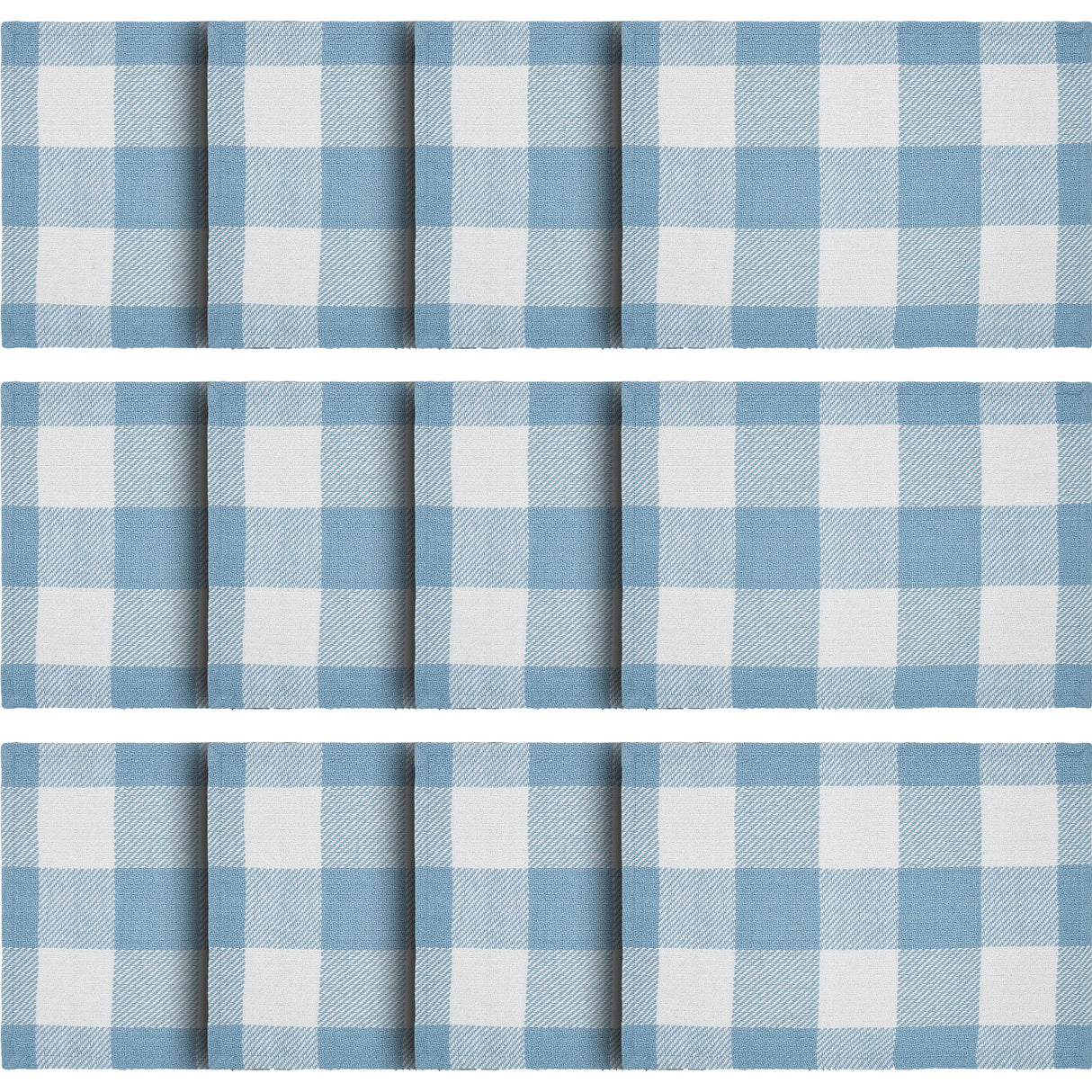 Placemat 13x19 Set of 2, Cotton Dining Room, Kitchen Placemat, Dining Table Placemats, Place Mat, Annie Buffalo Check Collection, Rectangle 13x19, Dusk Blue, 6 Pack 12 Pack
