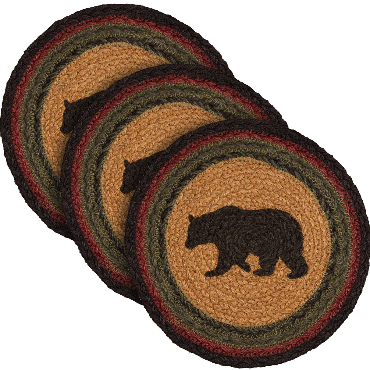 Wyatt Stenciled Bear Jute Trivet 8, Set of 3