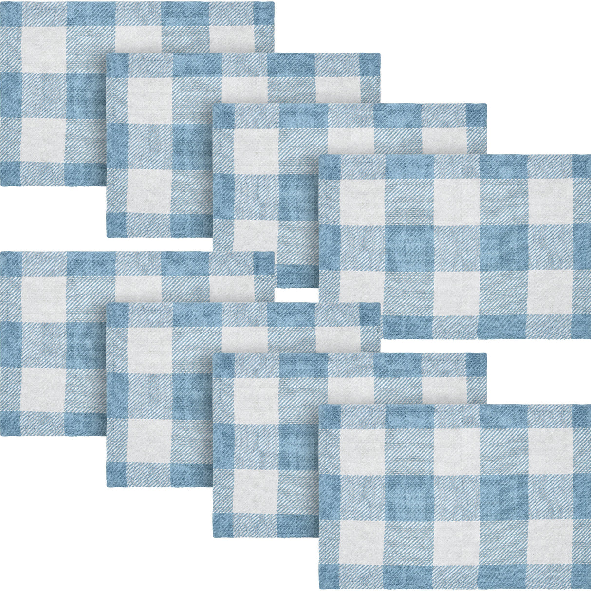 Placemat 13x19 Set of 2, Cotton Dining Room, Kitchen Placemat, Dining Table Placemats, Place Mat, Annie Buffalo Check Collection, Rectangle 13x19, Dusk Blue, 4 Pack 8 Pack