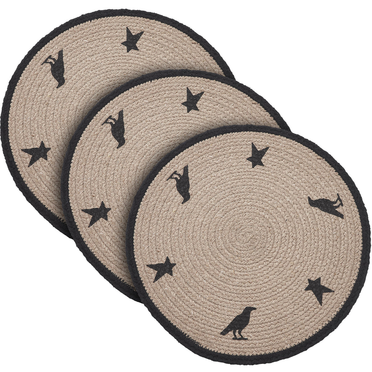 Braided Cotton Raven Harvest Stencil Trivet 12, Set of 3