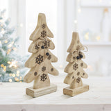 VHC Brands 2PC Natural Wooden Snowflake Tree ,Small and Large