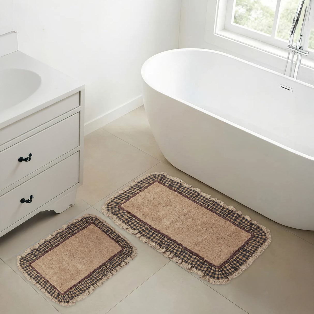 VHC Brands Maisie Natural 2pc Bathhmat Set, 20x30 and 27x48