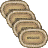 Kettle Grove, Dining Table Placemat, Braided Jute, Oval, Tan & Black, 10x15, 4 Pack 4 Pack