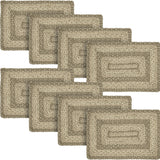 Farmhouse Cobblestone Table Placemat, Tan Grey White, Jute Blend, Rectangle, 10x15 Inches, 8 Pack 8 Pack