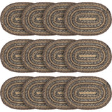 Country Espresso Table Placemat, Brown Black Tan, Jute Blend, Oval, 10x15 Inches, 12 Pack 12 Pack