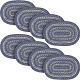Farmhouse Great Falls Blue Table Placemat, Blue White, Jute Blend, Oval, 12x18 Inches, 8 Pack 8 Pack