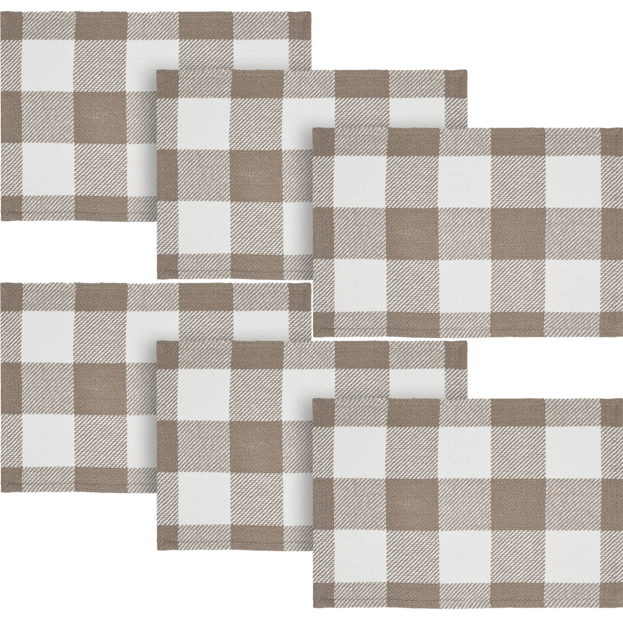 Placemat 13x19 Set of 2, Cotton Dining Room, Kitchen Placemat, Dining Table Placemats, Place Mat, Annie Buffalo Check Collection, Rectangle 13x19, Portabella, 3 Pack 6 Pack