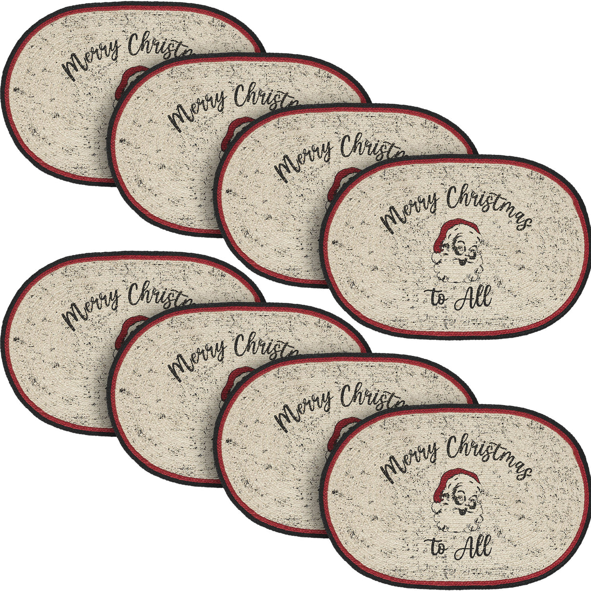 Jolly Ole Santa Jute Oval Placemat 13x19, 8 Pack 8 Pack