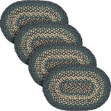 Pine Grove, Dining Table Placemat, Braided Jute, Oval, Green, 10x15, 4 Pack 4 Pack