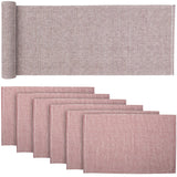 Ashton Burgundy 13x72 Table Runner & 6 pc 12x18 Placemat Set