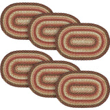 Ginger Spice Table Placemat, Orange Red Natural, Jute Blend, Oval, 12x18 Inches, 6 Pack 6 Pack