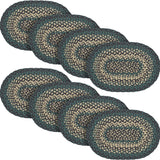 Pine Grove, Dining Table Placemat, Braided Jute, Oval, Green, 10x15, 8 Pack 8 Pack