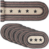 Colonial Star Country Black 13x72 Table Runner & 6 pc 12x18 Placemat Set