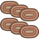 Ginger Spice Table Placemat, Orange Red Natural, Jute Blend, Oval, 10x15 Inches, 6 Pack 6 Pack