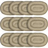 Farmhouse Cobblestone Table Placemat, Tan Grey White, Jute Blend, Oval, 10x15 Inches, 12 Pack 12 Pack
