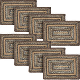 Country Espresso Table Placemat, Brown Black Tan, Jute Blend, Rectangle, 12x18 Inches, 8 Pack 8 Pack
