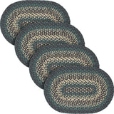 Pine Grove, Dining Table Placemat, Braided Jute, Oval, Green, 12x18, 4 Pack 4 Pack