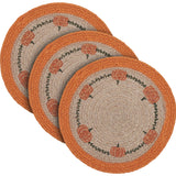 Jute Harvest Blessings Natural Stencil Pumpkin Trivet 8, Set of 3