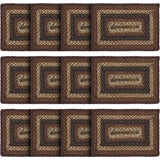 Country Beckham Table Placemat, Red Black Tan, Jute Blend, Rectangle, 12x18 Inches, 12 Pack 12 Pack