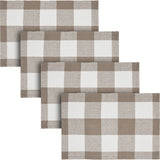 Placemat 13x19 Set of 2, Cotton Dining Room, Kitchen Placemat, Dining Table Placemats, Place Mat, Annie Buffalo Check Collection, Rectangle 13x19, Portabella, 4 Pack