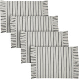 Kaila Ticking Stripe Ruffled Placemat Set of 2 13x19, 4 Pack
