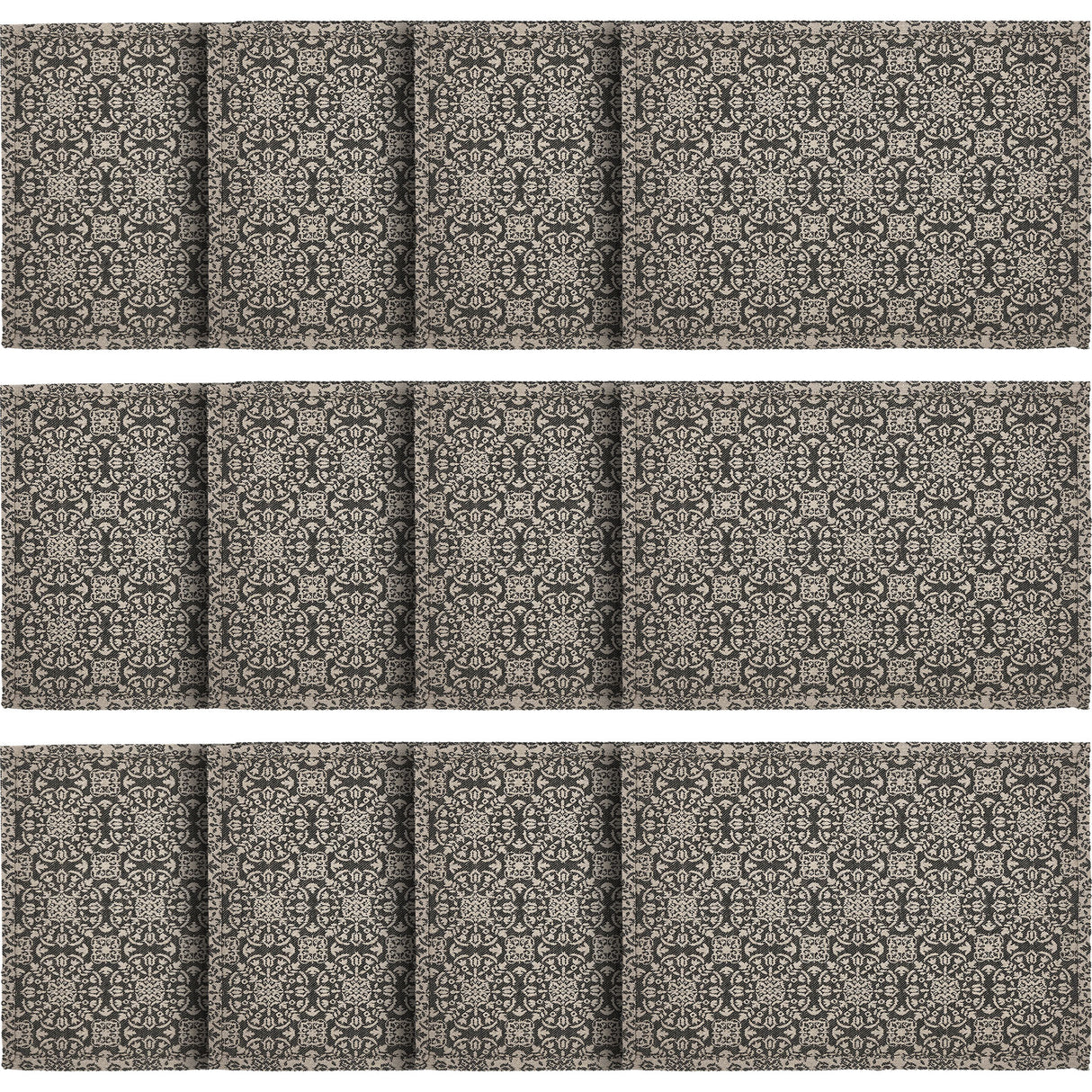 Custom House Black Tan Jacquard Placemat Set of 2 13x19, 6 Pack 12 Pack