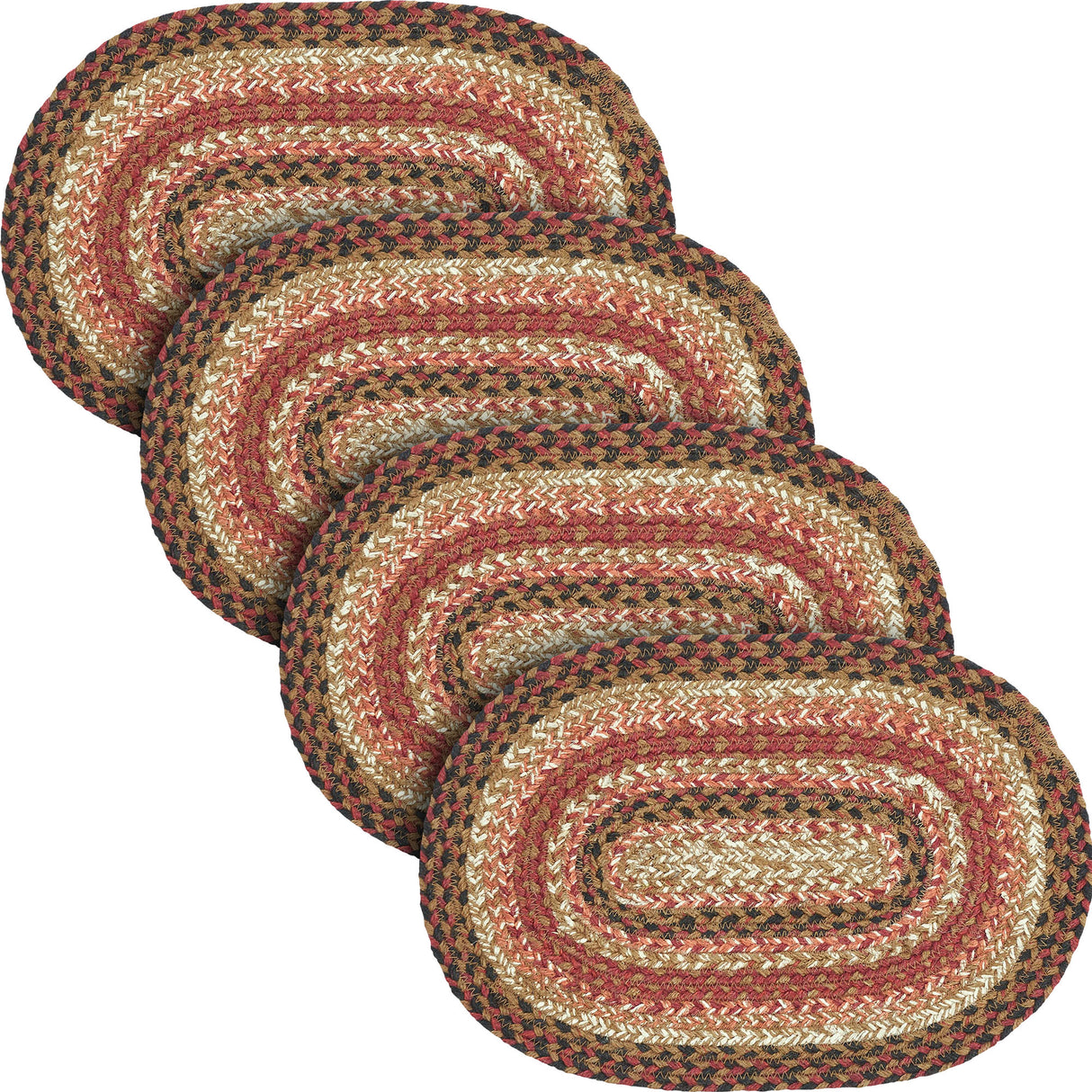 Ginger Spice Table Placemat, Orange Red Natural, Jute Blend, Oval, 10x15 Inches, 4 Pack 4 Pack