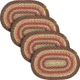 Ginger Spice Table Placemat, Orange Red Natural, Jute Blend, Oval, 10x15 Inches, 4 Pack 4 Pack