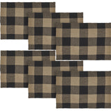 Placemat 13x19 Set of 2, Cotton Dining Room, Kitchen Placemat, Dining Table Placemats, Place Mat, Black Check Collection, Rectangle 13x19, Country Black, 3 Pack 6 Pack