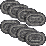 Sawyer Mill Black White Jute Oval Placemat 13x19, 8 Pack 8 Pack