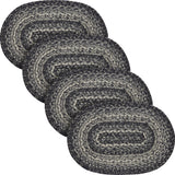 Sawyer Mill Black White Jute Oval Placemat 10x15, 4 Pack 4 Pack