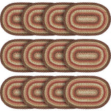 Ginger Spice Table Placemat, Orange Red Natural, Jute Blend, Oval, 12x18 Inches, 12 Pack 12 Pack