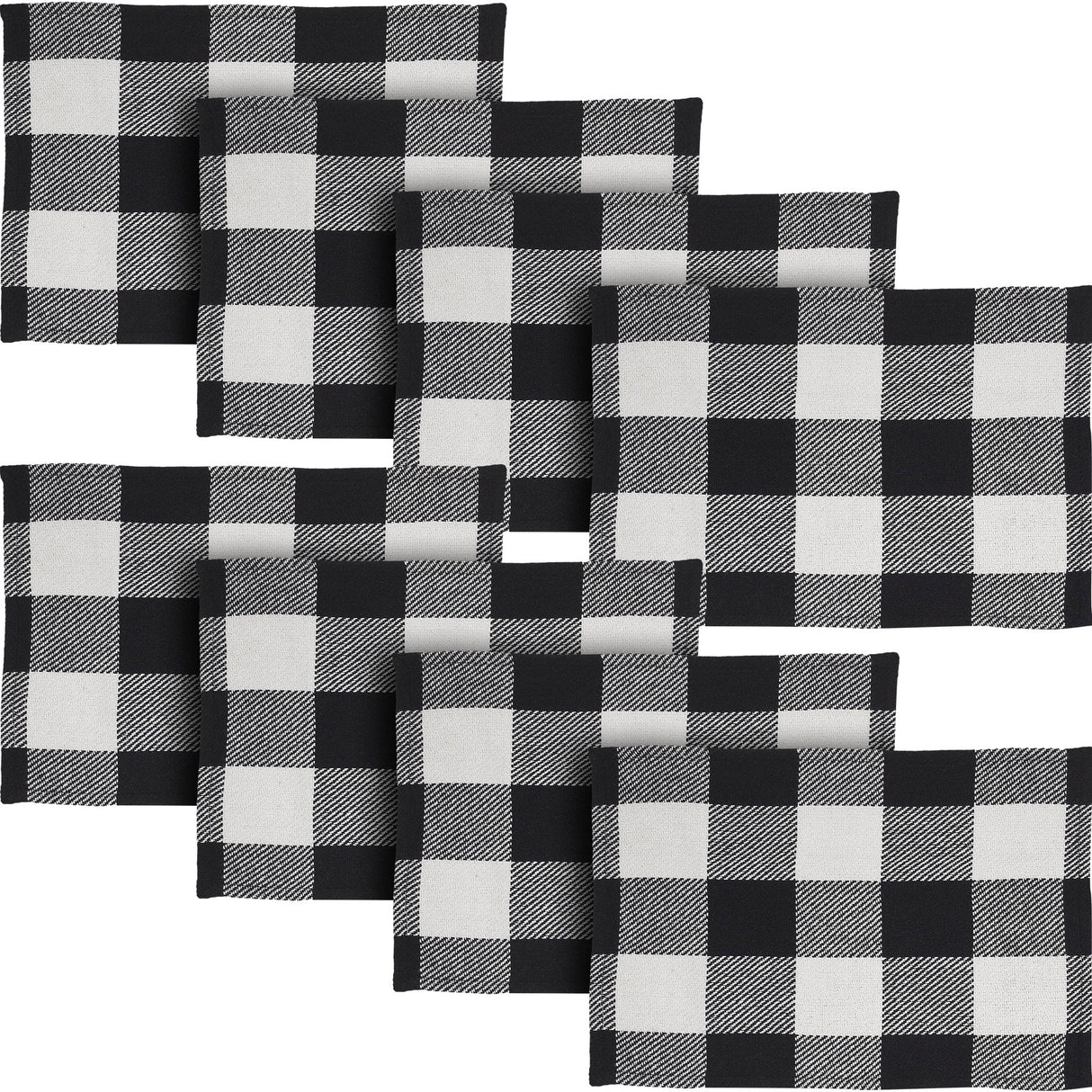 Placemat 13x19 Set of 2, Cotton Dining Room, Kitchen Placemat, Dining Table Placemats, Place Mat, Annie Buffalo Check Collection, Rectangle 13x19, Country Black, 4 Pack 8 Pack