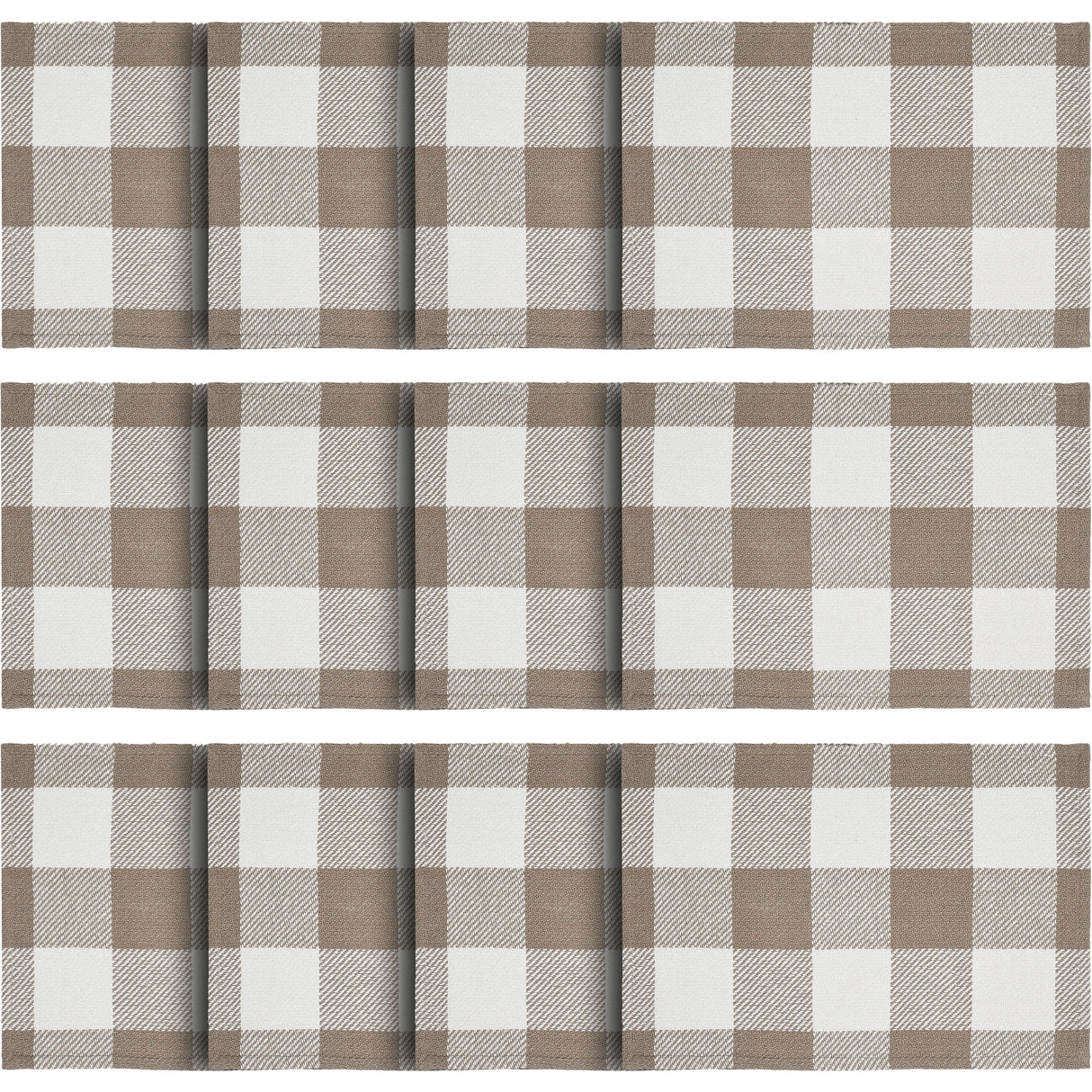 Placemat 13x19 Set of 2, Cotton Dining Room, Kitchen Placemat, Dining Table Placemats, Place Mat, Annie Buffalo Check Collection, Rectangle 13x19, Portabella, 6 Pack 12 Pack