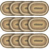 Kettle Grove, Dining Table Placemat, Braided Jute, Oval, Tan & Black, 10x15, 12 Pack 12 Pack