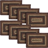 Country Beckham Table Placemat, Red Black Tan, Jute Blend, Rectangle, 12x18 Inches, 8 Pack 8 Pack