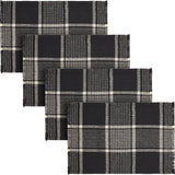 Eston Black Tan Plaid Placemat Set of 2 13x19, 4 Pack