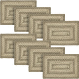 Farmhouse Cobblestone Table Placemat, Tan Grey White, Jute Blend, Rectangle, 12x18 Inches, 8 Pack 8 Pack