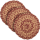 Burgundy Tan Jute Trivet 8, Set of 3