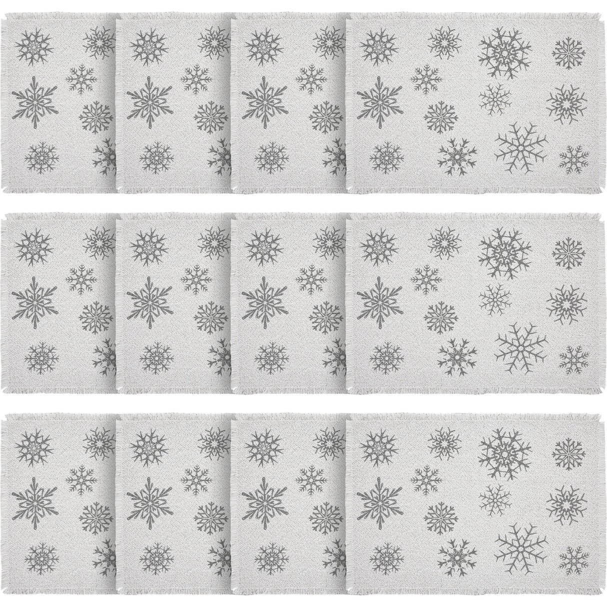 Yuletide Burlap Antique White Snowflake Placemat Set of 2 13x19, 6 Pack 12 Pack
