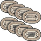 Sawyer Mill, Dining Table Placemat, Braided Jute, Oval, Charcoal Creme, 12x18, 8 Pack 8 Pack