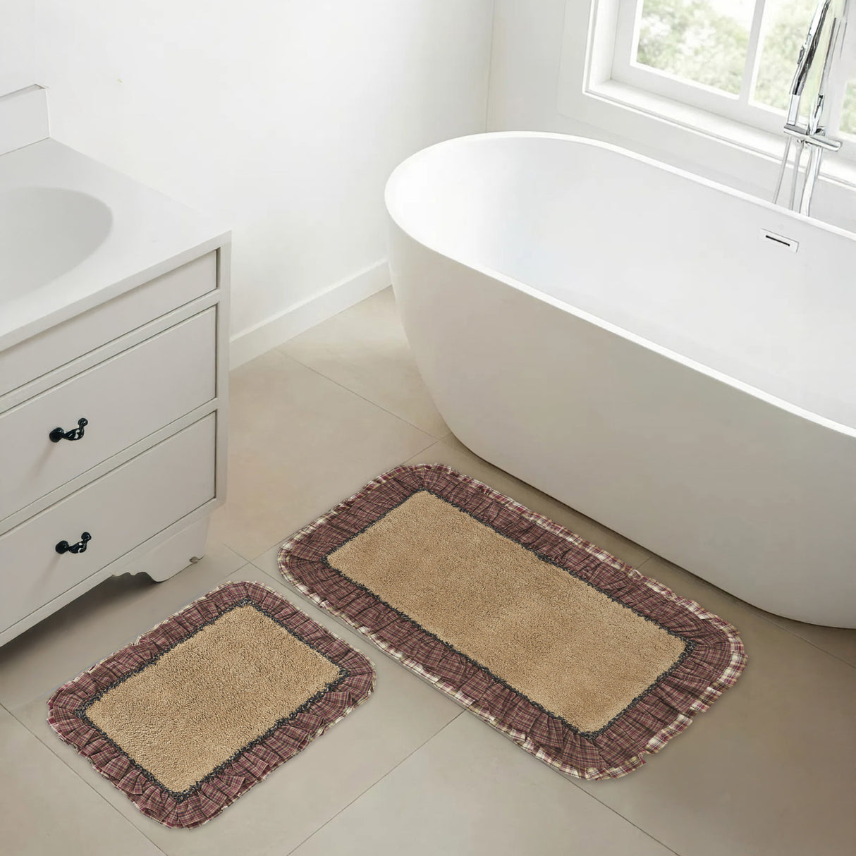 VHC Brands Beckham Burgundy 2pc Bathhmat Set, 20x30 and 27x48