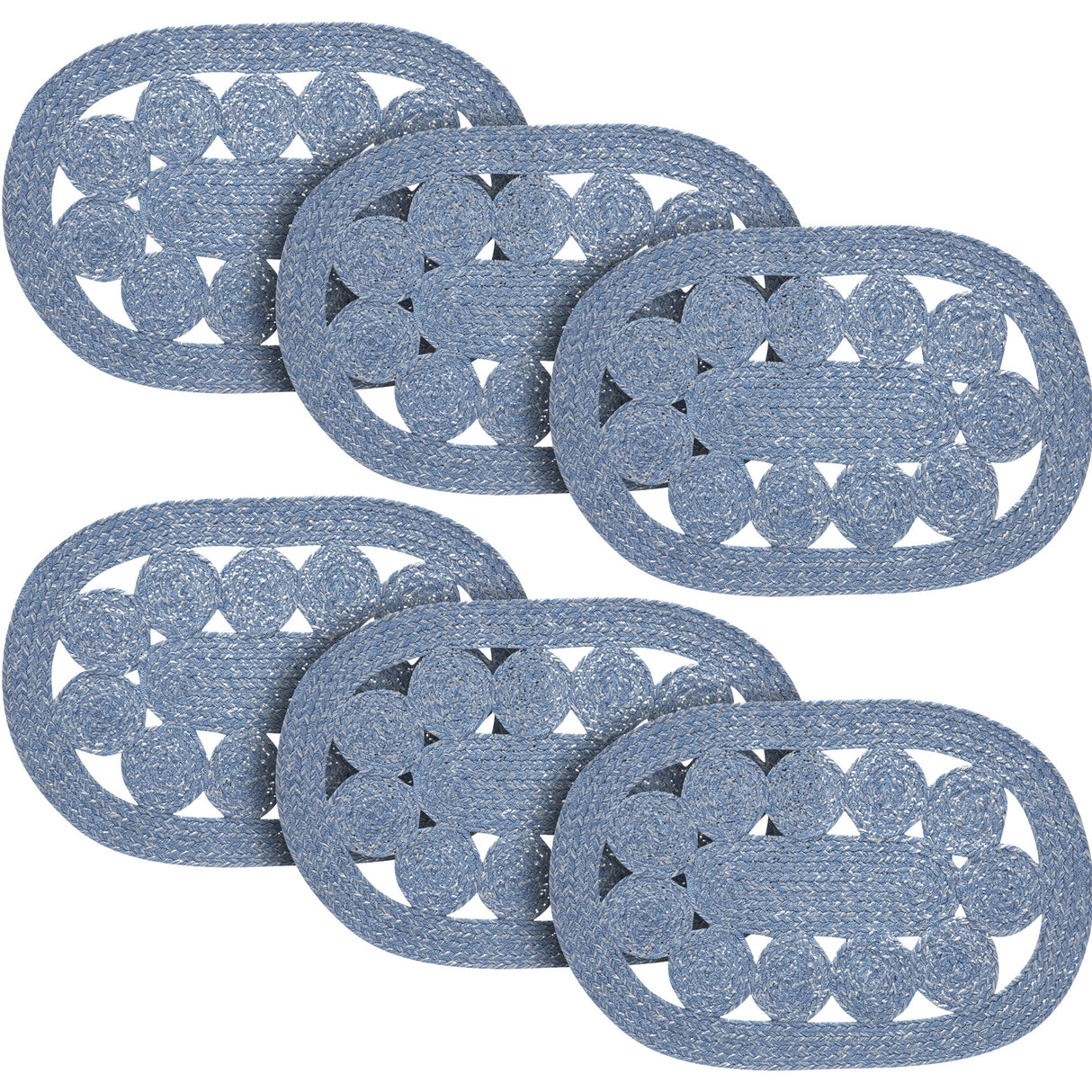 Celeste Blended Blue Indoor/Outdoor Placemat 13x19, 6 Pack 6 Pack