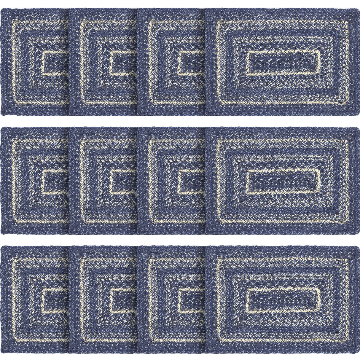 Farmhouse Great Falls Blue Table Placemat, Blue White, Jute Blend, Rectangle, 10x15 Inches, 12 Pack 12 Pack
